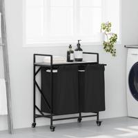 Wasmand 2 vakken met planken grijs sonoma eiken Wasmand 2 vakken met planken grijs sonoma eiken