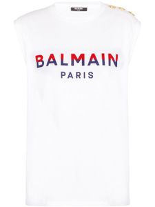 Balmain débardeur à logo floqué - Blanc