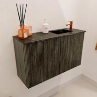 Toiletmeubel Mondiaz Joya Dlux | 70 cm | Meubelkleur Shadow | Faye wastafel Lava Wasbak Rechts | 1 kraangat