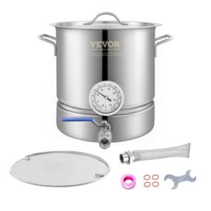 VEVOR bierbrouwketel bierbrouwsysteem 18,92 L bierbrouwset maischketel 280 x 290 mm, roestvrijstalen bierbrouwsystemen met dubbel temperatuurdisplay & fliter, geschikt voor bier, rode wijnen etc.