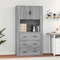 Hoge kast bewerkt hout grijs sonoma eikenkleurig