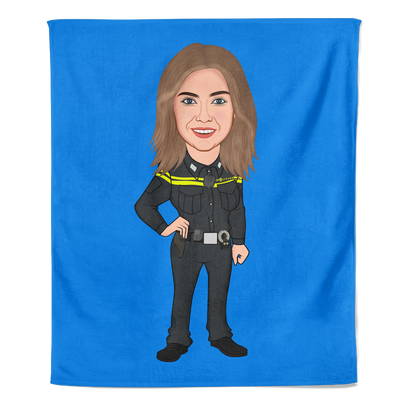 Cartoon Fleecedeken Police Woman - Pillow Buddies