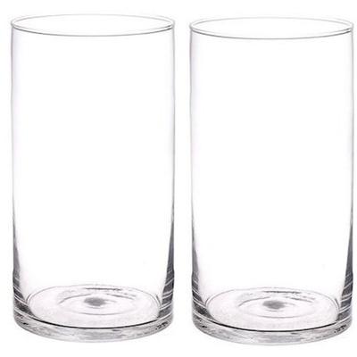 Bellatio flowers & plants - 2x - vaas - glas - 30cm - rechte cilinder Bellatio flowers & plants - 2x - vaas - glas - 30cm - rechte cilinder