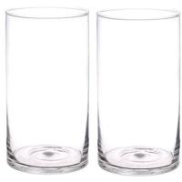 Bellatio flowers & plants - 2x - vaas - glas - 30cm - rechte cilinder