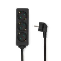 Stekkerdoos | Randaarde stekker / Type F (CEE 7/7) | 3-wegs | 3.00 m | 3680 W | 16 A | Soort aarding: Zijcontacten | 230 V AC 50/60 Hz | Hoek van stopcontact: 45 ° | H05VV-F 3G 1,5 mm² | Zwart