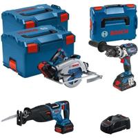 Set di utensili 18V GSB/GKS/GSA - BOSCH - con 2 batterie da 18V 5,5AH e 1 batteria da 18V 4,0AH - caricabatterie - L-Boxx 0615990N38