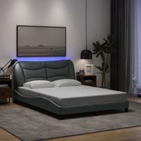 Bedframe met LED zonder matras "Hvar" stof 140x200 cm lichtgrijs