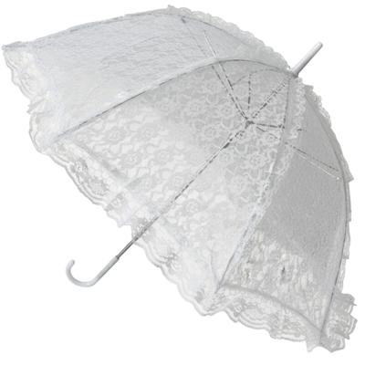 Huwelijk/trouwdag parasol - kant - wit - zonbescherming - dia 60 cm