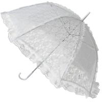 Huwelijk/trouwdag parasol - kant - wit - zonbescherming - dia 60 cm