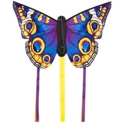 Vlinder vlieger - blauw - met staarten - 52 x 34 cm - strandspeelgoed