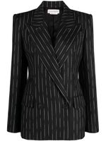 Alexander McQueen blazer rayé à boutonnière croisée - Noir - thumbnail