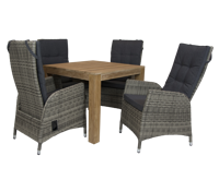 Alberto teak tuintafel 92.5 x 92.5 met Qopps Manhattan verstelbare tuinstoel