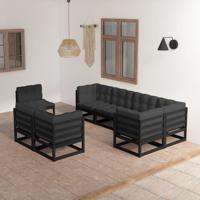 8-delige Loungeset met kussens massief grenenhout