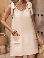 Loose Plain Casual Dress With No