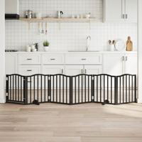 VidaXL Hondenhek inklapbaar 6 panelen 300 cm populierenhout zwart