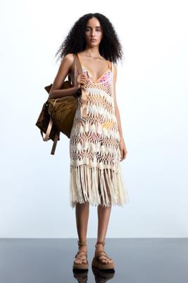 Gehaakte pareo met applicaties - WHITE - U