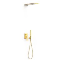 Regendouche set Tres Slim | Inbouw | Mengkraan | 2-weg | Vierkant | 24k Goud glans
