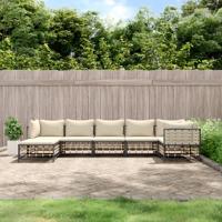 7-delige Loungeset met kussens poly rattan antracietkleurig