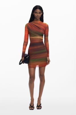 Kort geplooid tule jurk - ORANGE - S