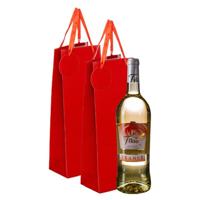 Cadeau tas verpakking voor 1 fles wijn/champagne - 2x - rood - papier met glitters - flessentasje