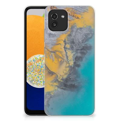 Samsung Galaxy A03 | TPU | Siliconen hoesje | Marble Blue Gold