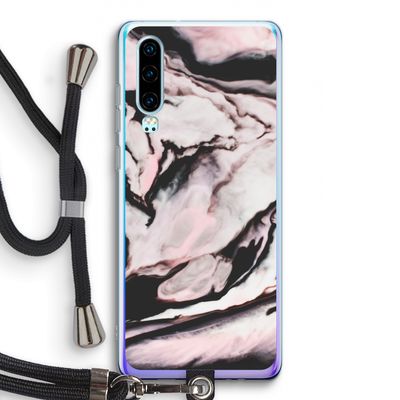 Roze stroom: Huawei P30 Transparant Hoesje met koord