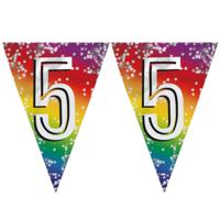5 jaar verjaardag vlaggenlijn - 3x stuks - versiering vlaggetjes - slinger - 600 cm - kunststof