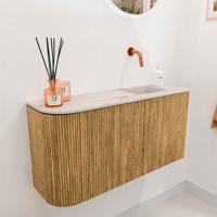 Toiletmeubel Mondiaz Joya Dlux | 81.6 cm | Meubelkleur Oak | Faye wastafel Nata Wasbak Rechts | Zonder kraangat(en)