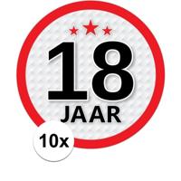 18 jaar leeftijd sticker - 10x - rond - Dia 15 cm - 18 jaar verjaardag - jubileum - leeftijd versier