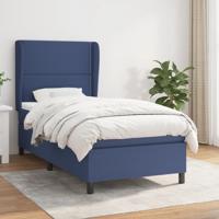 Boxspring met matras stof blauw 90x190 cm