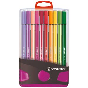 STABILO Pen 68, premium viltstift, ColorParade, antraciet/roze, met 20 kleuren