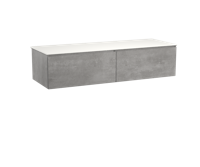 Storke Edge zwevend badmeubel 150 x 52,5  cm beton donkergrijs met Tavola dubbele wastafel in matte Solid Surface