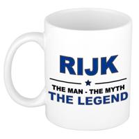 Rijk cadeau mok - man myth legend - naam koffiemok / beker - wit en blauw - 300 ml