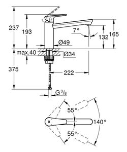 GROHE BauEdge Keukenkraan - draaibare uitloop - chroom 31693000