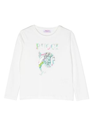 PUCCI Junior t-shirt manches longues à logo imprimé - Blanc