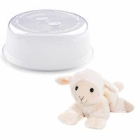 Magnetron warmte knuffel schaap/lam wit 18 cm met opwarm deksel