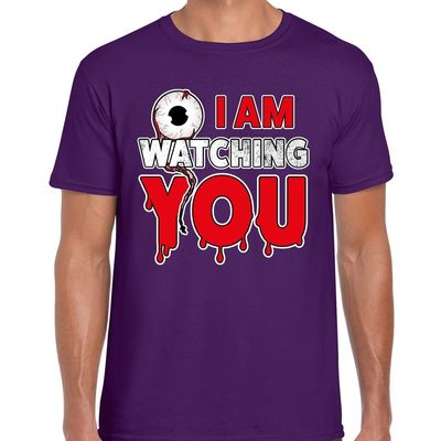 Halloween I am watching you verkleed t-shirt paars voor heren