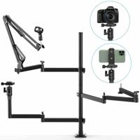 Ulanzi broadcast desktop stand met 3 armen voor microfoon, camera en videolamp