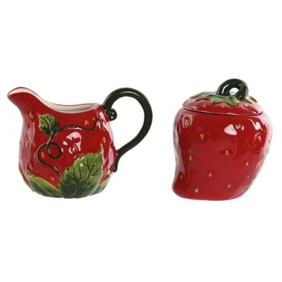 Melk- en Suikerpot Home ESPRIT Rood Keramiek 15 x 10 x 11 cm 2 Onderdelen
