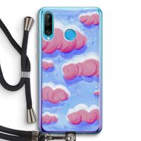 Roze wolken met vogels: Huawei P30 Lite Transparant Hoesje met koord