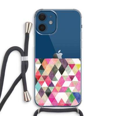 Gekleurde driehoekjes: iPhone 12 Transparant Hoesje met koord