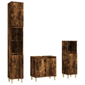 The Living Store Badmeubelset XYZ - Badkaasten - Gerookt eiken - 58x33x60 cm - Duurzaam hout