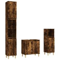 The Living Store Badmeubelset XYZ - Badkaasten - Gerookt eiken - 58x33x60 cm - Duurzaam hout