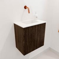 Toiletmeubel Mondiaz Joya | 40 cm | Meubelkleur Walnut | Faye wastafel Talc Midden | Zonder kraangat(en)