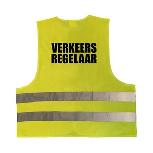 Verkeersregelaar vestje / hesje geel met reflecterende strepen voor volwassenen