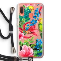 Papegaaien: Samsung Galaxy A20e Transparant Hoesje met koord