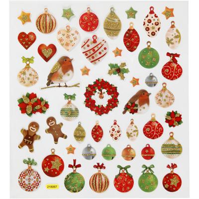 Creativ Company Stickers, kerstballen, vel 15x16,5 cm, ca. 50 stuk, 1 vel