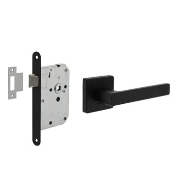 Intersteel Deurbeslag set Loopslot zwart met Deurkruk Hera op rozet Zwart