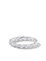 David Yurman bague Petite Paveflex 2.7 mm en or blanc 18ct à diamants - Argent - thumbnail