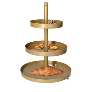 Etagere - goud - metaal - 3-laags - 25 x 35 cm - hapjes/high tea - serveerschaal